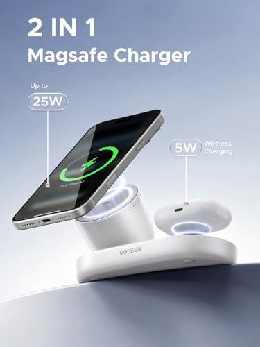 UGREEN Qi2.2 25W 2-in-1 Magnetic Wireless Charging Station - Image 4