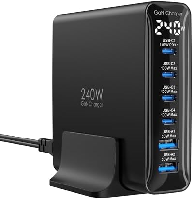 TOPADRE 240W USB C Charger with Display,6 Ports Charging Station by TOPADREChargingEquipment