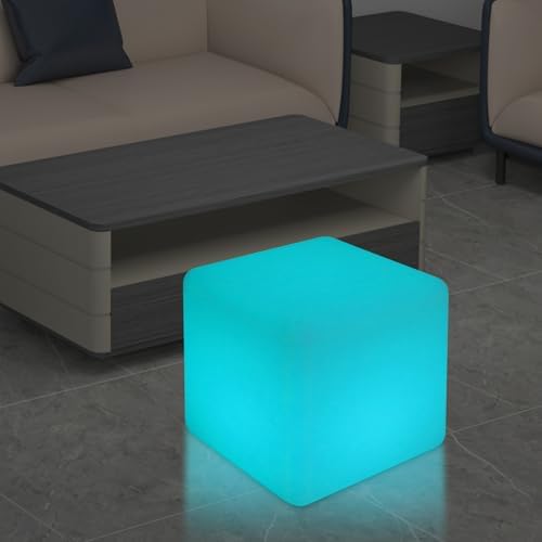 Rechargeable LED Cube Chair Light with Remote, Outdoor Waterproof 16 Colors Changing LED Cube Stool Seat Side Table, Floor Lamp Night Light Glow Furniture for Home Bedroom Patio Garden (Square, 12") by LifeFirstChoice-Blisiour