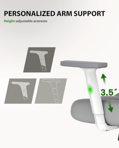 Marsail Ergonomic Office Chair Lumbar Support & Adjustable Armrests, Grey - Image 5