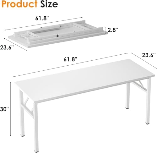Need Home Office Desk - 62 Inches Large Computer Desk Sturdy Black Table Foldable Desk Gaming Computer Table No Assembly Required AC5DW(157.5 * 60) - Image 3