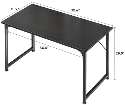 Huuger Modern Simple Office Desk, 40 Inch Gaming Desk with Storage, Black Metal Frame, Large Legroom - Image 3