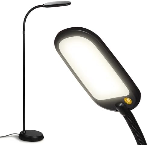 Brightech Litespan Slim LED Floor Reading Lamp - Tall with Adjustable Gooseneck, Dimmable for Living Rooms, Offices & Bedrooms - Black by Brightech