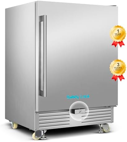 FoMup 24" Undercounter Outdoor Beverage Fridge, Stainless Steel with Wheels by FoMup