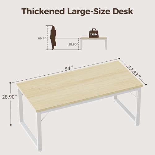 Mericonia 54 Inch Computer Desk, 1" Thick Large Office Table, Oak - Image 2