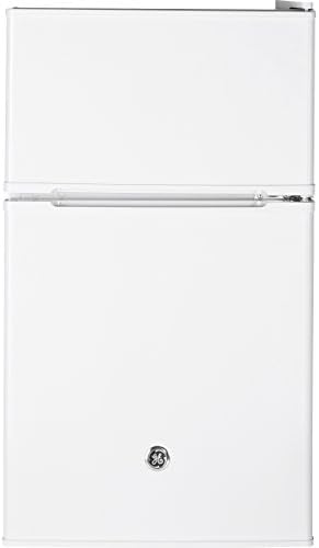 GE Mini Fridge With Freezer | 3.1 Cubic Ft. | Double-Door Design With Glass Shelves, Crisper Drawer & Spacious Freezer | Small Refrigerator Perfect for the Garage, Dorm Room, or Bedroom | White by GEAppliances