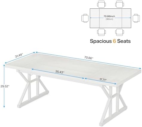 Tribesigns 70.8-Inch Executive Desk, Large Computer Office Desk Workstation, Modern Simple Style Laptop Desk Study Writing Table Business Furniture for Home Office (White, 70.8 Inch) - Image 2