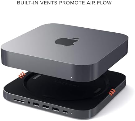 Satechi USB C Hub, Type-C Aluminum Stand & Hub, USB-C Data Port, Micro/SD Card Readers, USB 3.0 & Headphone Jack Port, for Mac mini M2/M1 (Not Compatible with M4) - Space Gray - Image 5