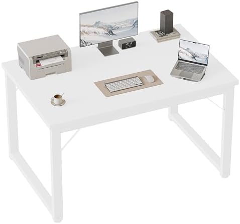 Mericonia 40 Inch Computer Desk, 1" Thick Small Office Table, White by MERICONIA