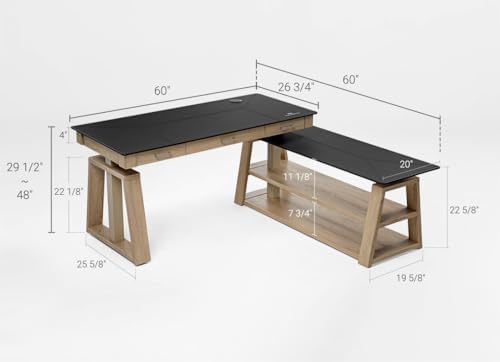 EUREKA ERGONOMIC L Shaped Standing Desk Ark EX, 60in Executive Adjustable Height Office Desk with Drawers,Computer Desk with Storage, Modern Executive Home Office,Oak Grey - Image 2