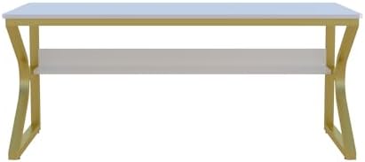 OSCHF 63-Inch Extra Long Desk with Storage Shelf, Gold - Image 5