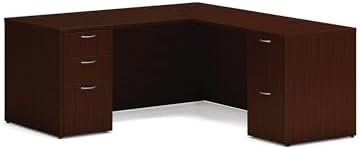 HON MOD L-Desk with Dual Pedestals, Home Office L Shape Executive Desk with Drawers, 66" W x 72" D, Mahogany by HON