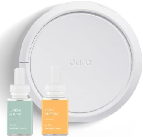 Pura Home Fragrance Device Starter Set - Pura 4 - Scent Diffuser for Home - Includes Fragrance Aroma Diffuser - Square Box, Linens & Surf and Yuzu Citron Scent Refills - Image 2