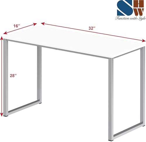 SHW Mission 32-Inch Home Office Computer Desk, White - Image 3
