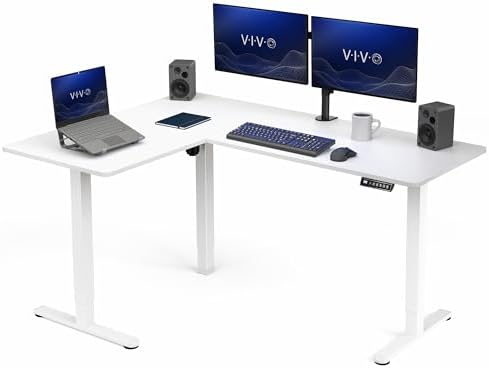VIVO White 63 x 47 in Corner Standing Desk, DESK-E3CTW-47 by VIVO