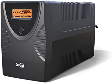 SKE SK425 425VA/240W UPS Battery Backup & Surge Protector - Uninterruptible Power Supply with LCD Display, AVR Voltage Regulation, 6 Outlets, Backup Power for PC, Router, NAS & Home Office by SKESMARTKEYENERGY