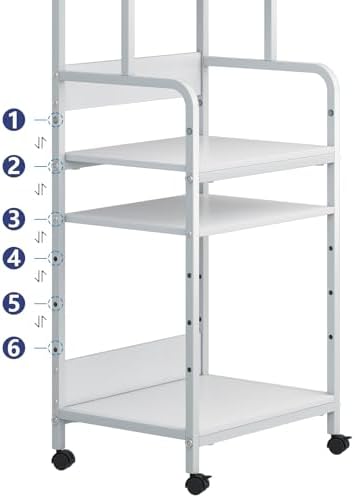Arbuxzuy 4-Tier Printer Stand with Storage Shelf, Mobile Printer Table for Home Office, Adjustable Stand for Printer, Scanner, Fax (White) - Image 5