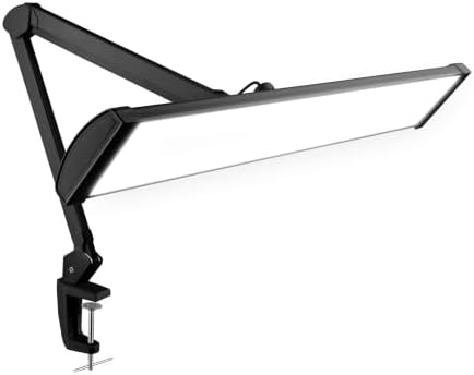 Neatfi Pro LED Task Lamp with Clamp | 2,300 Lumens | CRI 95 | Touch Dimming | 180 LED Beads | 6500K Daylight | 30W Desk Light for Nails, Crafts & Workbench (Black-4, 24-Inch Wide Shade) by Neatfi