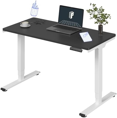 FLEXISPOT E6 3-Stage Dual Motor Electric Standing Desk 48 x 24 Sit Stand Up Desk, Holds 220 lbs, Adjustable Height w/Memory Presets, One-Piece Black Desktop & White Frame, Ships in 2 Boxes by Unknown