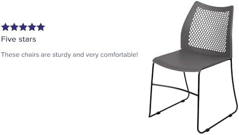 Flash Furniture Hercules Series Contoured Lobby Chairs with Air-Vent Honeycomb Backs, Ergonomic Stacking Chairs for Offices, Set of 5, Gray - Image 6
