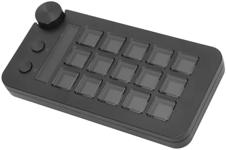 Stream Controller, Stream Control Deck with Knob 15 Macro Keys, Customizable Visual Keyboard Trigger Actions in Apps Software for PC, LCD Keys Stream Controller (Black) by Wisoqu