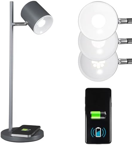 OttLite Good Housekeeping Modern LED Desk Lamp, Wireless Charging, Grey by Ottlite
