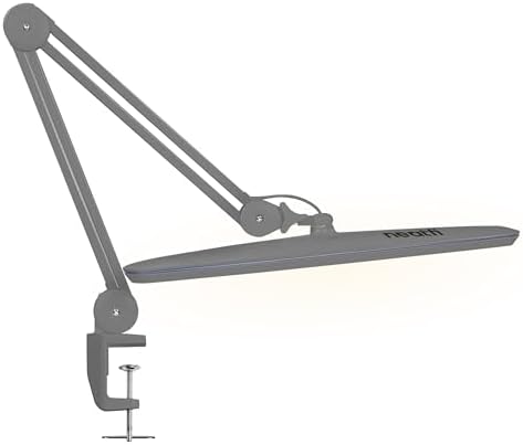 Neatfi XL 2,200 Lumens 20W LED Task Lamp – 23” Ultra-Wide Head | 182 SMD LEDs | 4 Brightness Levels | 3 Light Modes | Eye-Caring, Glare-Free | Adjustable Arm (Silver, CCT with Clamp) by Neatfi