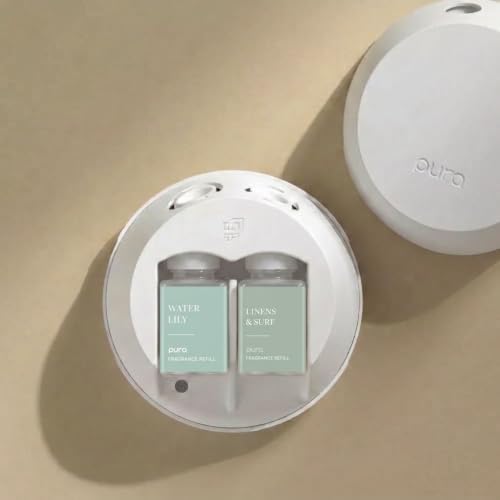 Pura - Smart Home Fragrance Device Starter Set - Pura 4 - Scent Diffuser for Home - Includes Fragrance Aroma Diffuser - Square Box, Water Lily and Linens & Surf Scent Refills - Image 6