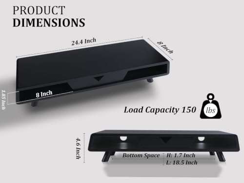 Homerays Monitor Stand with Drawer, Exquisite Computer Monitor Stand for Desk, Ergonomic Wood Monitor Stand Riser for Computer,Laptop,Printer,TV,Bamboo,Black - Image 2