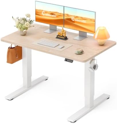 CubiCubi Electric Height Adjustable Standing Desk 48x24 Inch, Natural Oak by CubiCubi