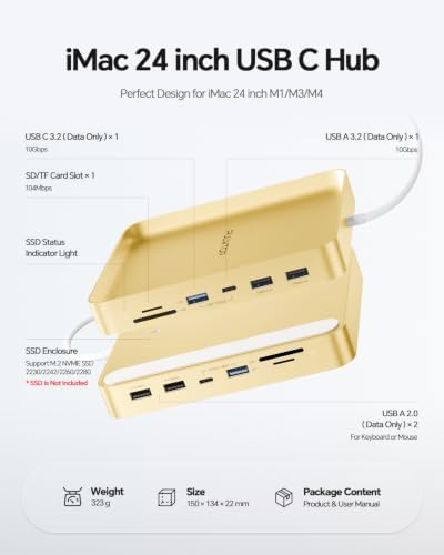 USB C HUB for iMac 24 inch M1/M3/M4 with M.2 NVMe 4TB SSD Enclosure - Image 2