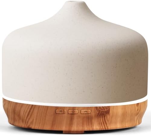 Porseme 500ml Essential Oil Diffuser Aromatherapy Ultrasonic Cool Mist Humidifier 15-21 Running Hours Waterless Auto-Off Air Diffusers for Sleeping Yoga Working Spa(White Ceramic) by Porseme