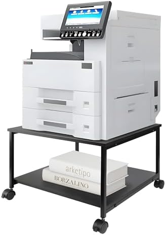 2-Tier Under Desk Printer Stand, 19.5" x 19.5" Large Rolling Printer Cart by eMeritDirect