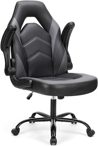 Sweetcrispy Computer Gaming Desk Chair - Ergonomic PU Leather with Comfy Lumbar Support, Height Adjustable Rolling Desk with Flip-up Armrests, for Home and Office by Sweetcrispy