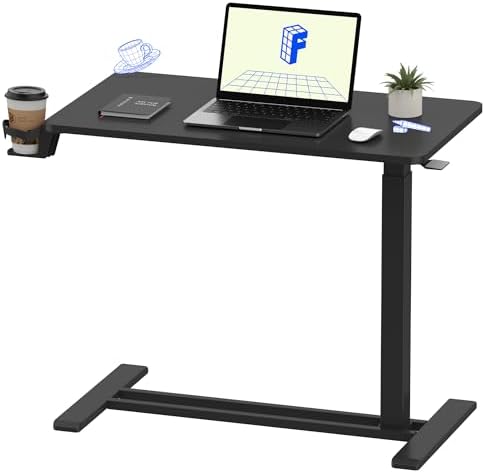 FLEXISPOT H7 32" Pneumatic Height-Adjustable Overbed Table with Wheels by Unknown