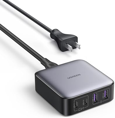 UGREEN Nexode 65W GaN USB C Charging Station, 4-Port Desktop Charger with 2 USB-C and 2 USB-A for iPhone 17/16/15, Galaxy S25/S24 Ultra, Pixel 10/9, iPad Pro, MacBook Pro/Air, Steam Deck by UGREEN