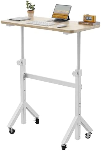 ErGear Small Standing Desk Adjustable Height, 6 Height Settings Up to 46.5″, Walking Pad Desk with Triangular Leg Design, Smooth Mobility with Lockable Wheels, Standing Desk for Walking Pad by ErGear