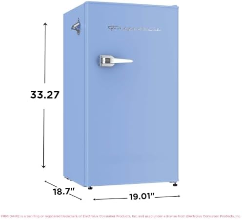 Frigidaire Retro Compact Fridge with Chiller, 3.2 cu ft Countertop Fridge with Built-In Bottle Opener, Compact Refrigerator for Office, Bedroom, Dorm Room or Cabin - 16.5" D x 19" W x 31" H (Blue) - Image 5