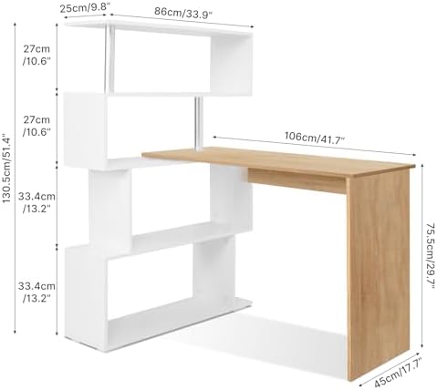 Mondeer 41.7" L-Shaped Desk with 4-Tier Shelves for Home Office - Image 3