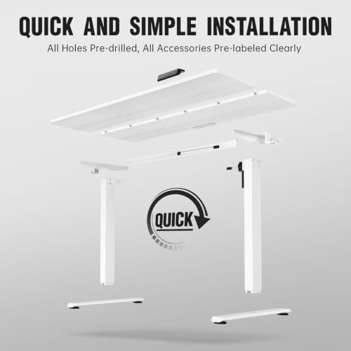 Veken 63×27.6 Inch Large Electric Standing Desk, Gaming Table, White - Image 4