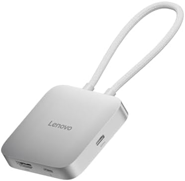 Lenovo USB-C 5-in-1 Travel Hub, 90W Power Delivery, 4K 60Hz HDMI, Dual USB-C and USB-A Ports, Plug and Play, Compact, Silver Grey by LENOVO