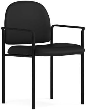 Flash Furniture Steel Stackable Reception Chair with Arms, Black Vinyl by FlashFurniture