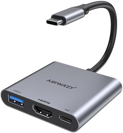 USB C to HDMI Multiport Adapter with 4K HDMI Output Type-C Hub Converter by ABIWAZY