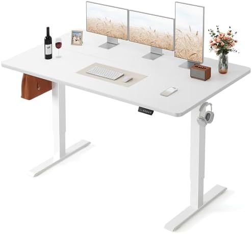 FEZIBO Standing Desk 55 × 28 Inch Electric Height Adjustable, White by FEZIBO