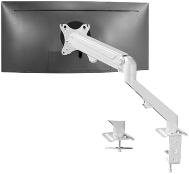 VIVO Heavy Duty Single Monitor Tension Arm for up to 27 inch Screens, Holds 14.3 lbs, Premium Desk Mount Stand, White, STAND-V101OW by VIVO