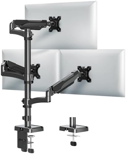 MOUNTUP Triple Monitor Mount Fits Max 32 Inch Screen, Holds 4.4-17.6lbs, 3 Monitors Desk Mount, Triple Monitor Stand for Desk, Adjutable Arm with Clamp/Grommet Base, for Home Office, 75x75/100x100 by MOUNTUP