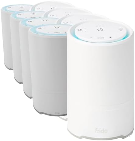 Frida Baby 3-in-1 Baby Air Purifier for Allergy Relief, Sound Machine for Sleeping + Nightlight, HEPA Filter Purifier-for Bedroom with 3 Fan Speeds, Easy-Change Filter, Auto-Off Timer (Pack of 4) by Frida