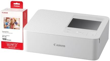 Canon Selphy CP1500 Wireless Compact Photo Printer (White) + RP-108 High-Capacity Color Ink/Paper Set, 4"x6" Prints, 108 Sheets by Unknown