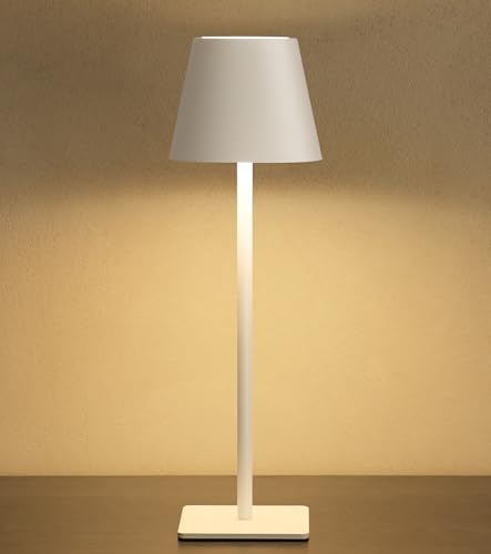 UME Cordless Table Lamp, Battery Operated Lamp - Portable Waterproof Rechargeable Table Lamp w/ 3 Color Temps & Stepless Dimming for Dinner, Desk, Cafe, Outdoor (White) - Image 2