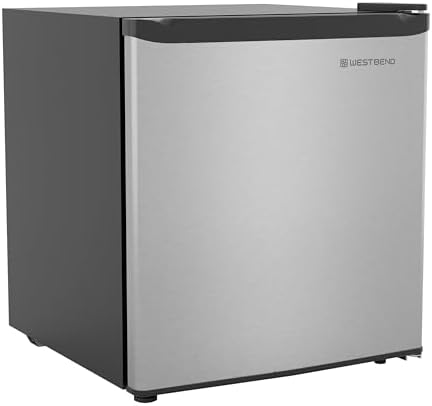 West Bend Mini Fridge Compact Refrigerator for Home Office or Dorm, Auto Defrost with Reversible Door, Energy Star Rated, 1.6-Cu.Ft., Stainless Steel by WestBend